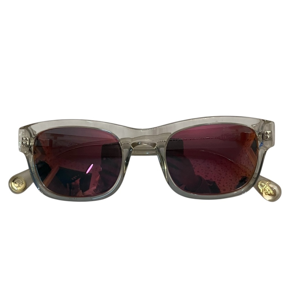 Robert Graham Translucent Clear Frame Sunglasses with Purple Gradient Lenses